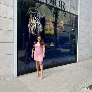 Guess Pink Plaid Crop Top